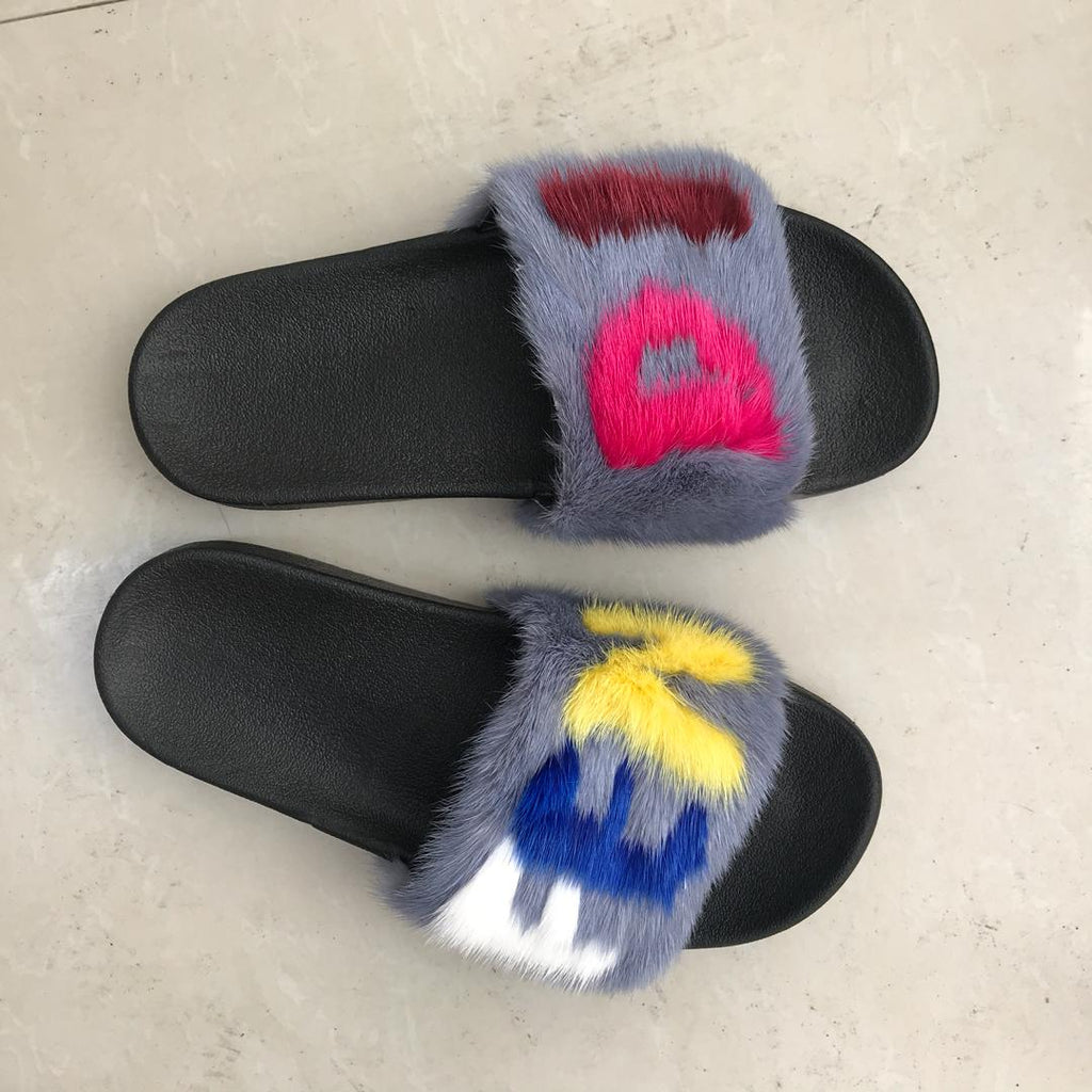 Fendi Minx Slides (Gray)